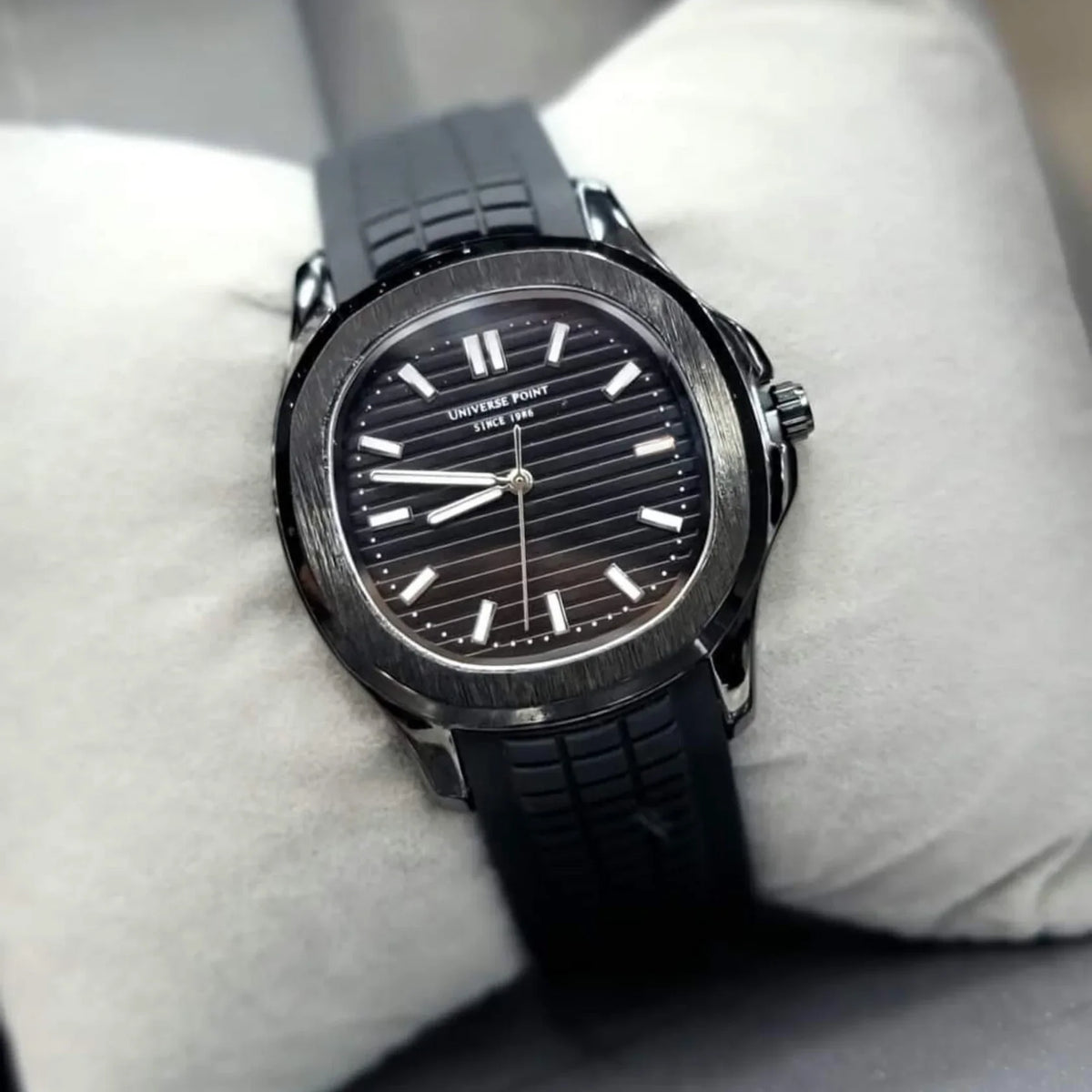 Ruber Strap Square Dial Watch for Men Boys (Without Date)