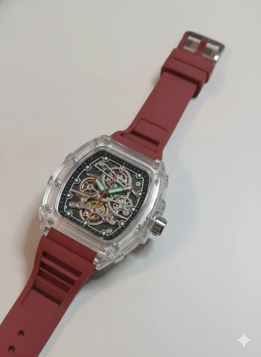 Frank Muller Transparent Dial Latest Article Watch with Rubber Strap(Plastic Case)
