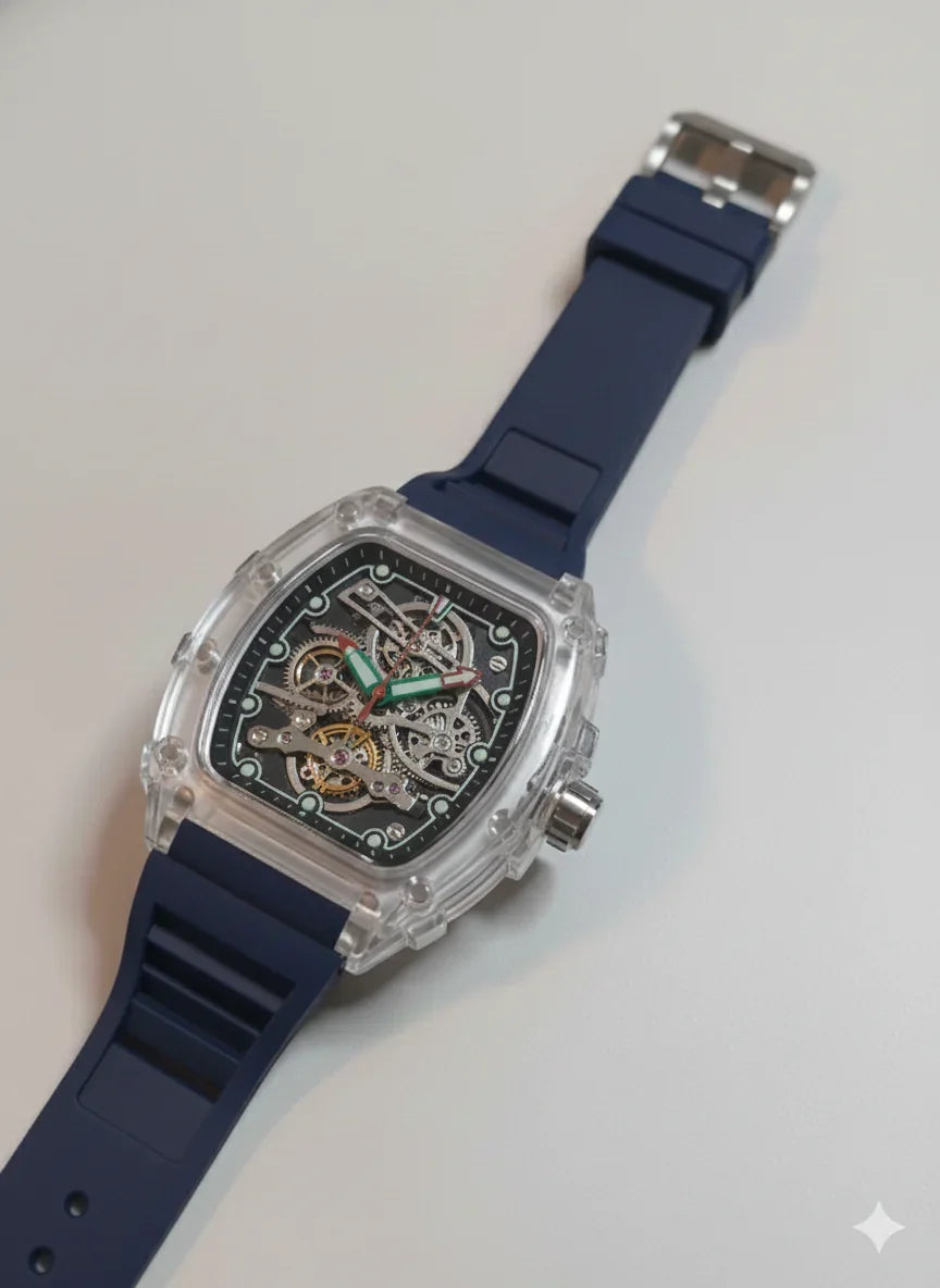 Frank Muller Transparent Dial Latest Article Watch with Rubber Strap(Plastic Case)