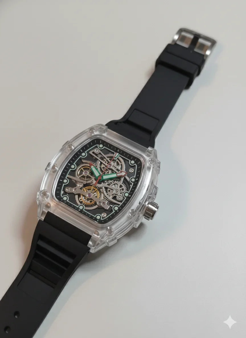 Frank Muller Transparent Dial Latest Article Watch with Rubber Strap(Plastic Case)