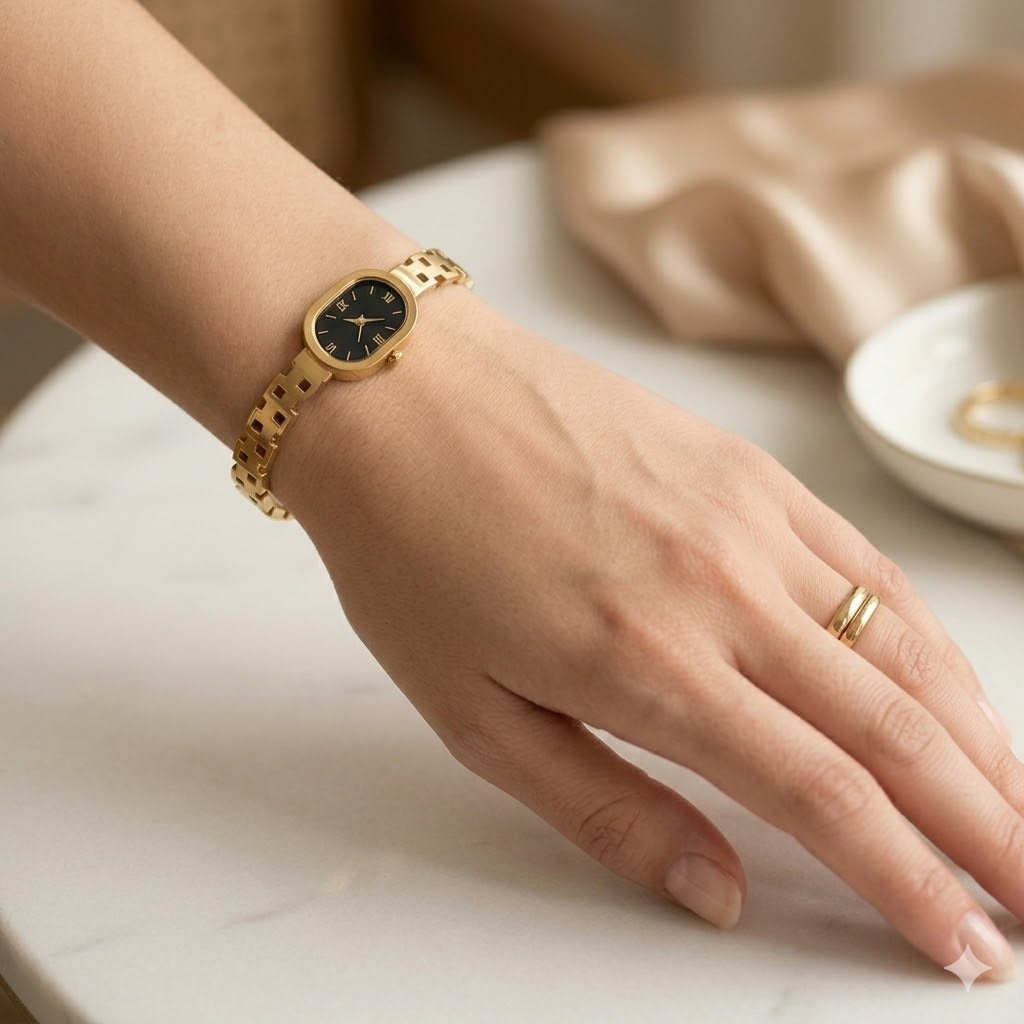 Stainless Steel Watch Dial Handcuff Bracelet, second view
