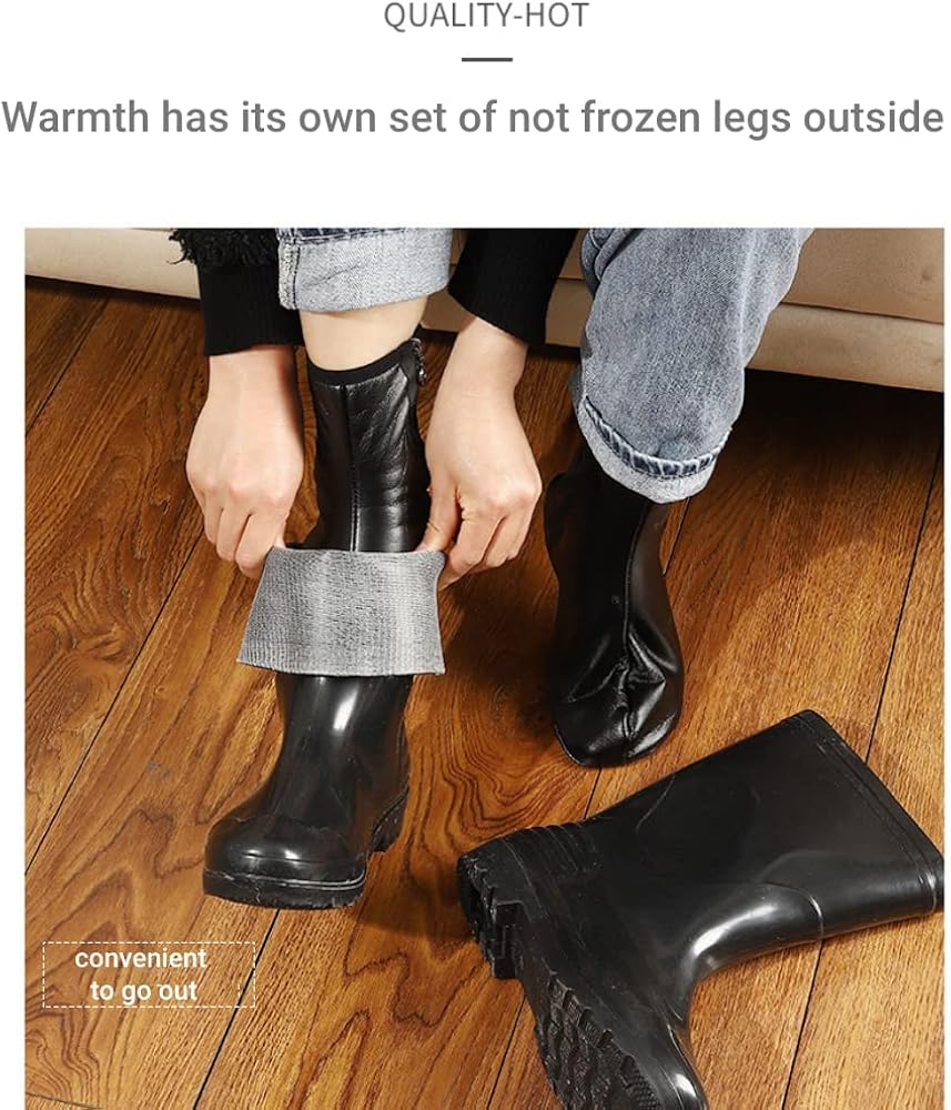 Warm Leather Socks with Zipper (Moza), second view