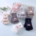 Women Winter Fingerless Gloves – Fluffy Plush Convertible Gloves