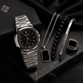Premium Men's Black Dial Watch & Accessories Combo Set