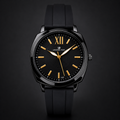 Premium Black Dial Men's Watch with Glossy Black Case and Silicone Strap