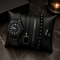 Men's Luxury Black Watch & Accessories Combo – 5 Piece Premium Style Set