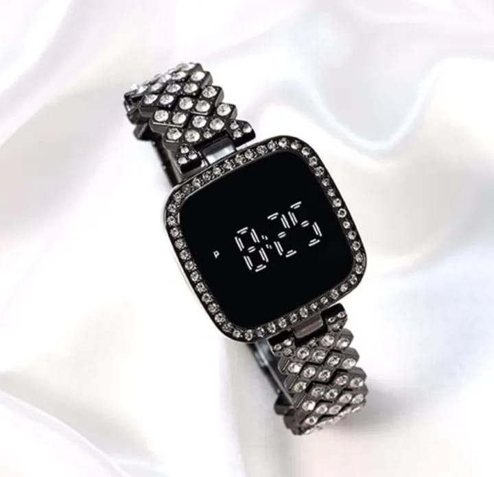 Square Digital Diamond Touch LED Watch for Women & Girls, second view