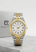 Fluted Bezel Two-Tone Honeycomb Dial Quartz Watch