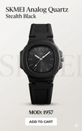 Stealth Black Analog Quartz Silicone Strap Watch