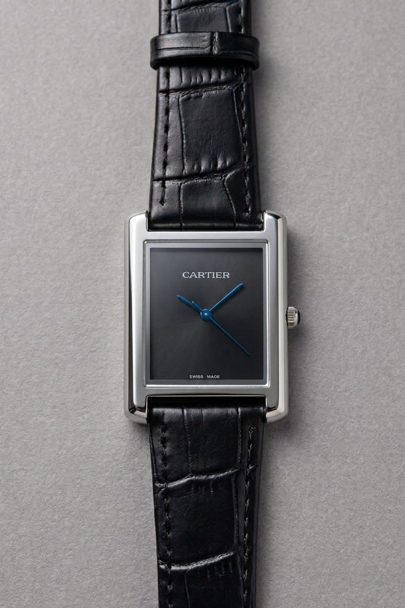 Plain Dial Leather Strap Watch, second view