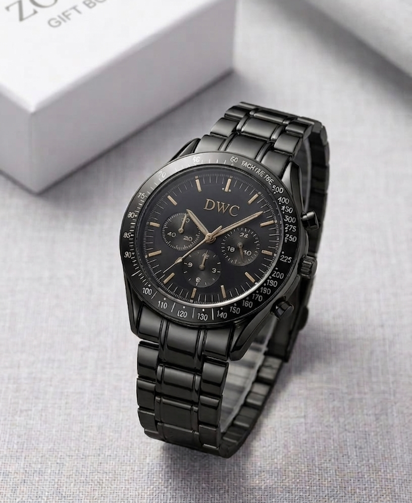 Panda Dial Quartz Watch with Stainless Steel Bracelet