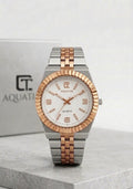 Two-Tone Quartz Watch with Honeycomb Dial